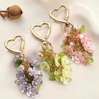 1Pc Romantic Heart-Shaped Flower Keychain, Colorful Enamel Cherry Blossom Pearl Pendant, Cute Bag Charm for Women, Fashionable Accessory, Elegant and Charming Key Ring, High-Quality Decorative