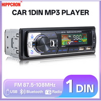 Hippcron 1 DIN Car Radio Audio Bluetooth Stereo MP3 Player FM Receiver with AUX USB TF Card In-Dash Kit Fast Charging ISO Power
