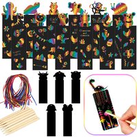 12pcs Magic Scratching Bookmarks Bamboo Stick Pen Ropes Scratching Rainbow Children Puzzle Drawing Toys Handmade DIY Art TMZ
