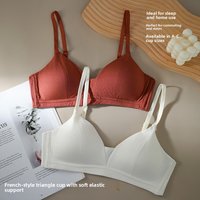Comfortable Cup Bra Small Chest Gathered Modal No Steel Ring Underwear Fixed Double Shoulder Strap Design