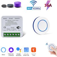 Tuya RF433+WIFI 16A Smart Switch Wireless Switch and RF433 Remote Control Switch Used in Conjunction with Alexa Google Home