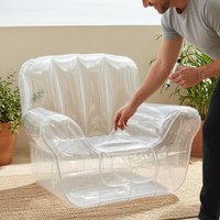 Transparent Lounge Chair Broad Armrests Inflatable Lounge Chair Inflate Sofa Seat Lightweight for Outdoor
