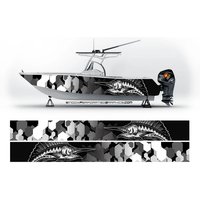 Camo Black and White Marlin Fish Graphic Vinyl Boat Wrap Fishing Pontoon Sportsman Skiffs Bowriders Watercraft etc.. Boat Wrap D
