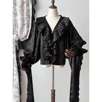 2026 Japanese Y2K Kawaii Lolita Blouse Ruffle Sleeve Lace Trim Peter Pan Collar Bow Front Vintage Victorian Party Patchwork Tops