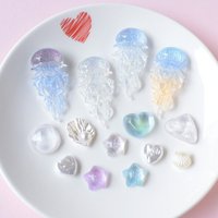 Gradient Glitter DIY Clogs Sandals Garden Shoe Decor Glow in The Dark Jellyfish Starfish Shell Shoe Charms Accessories Gifts