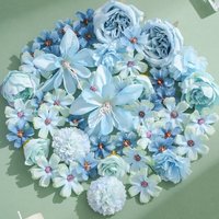 20/50Pcs Blue Artificial Flowers Mix Fake Flower Head for Home Room Decor Wedding Marriage Bride Decoration Craft Gift Accessory