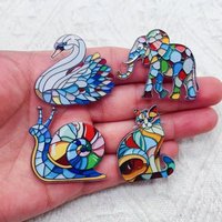 10 pieces of acrylic animal jewelry cartoon elephant cat jewelry pendant DIY earrings keychain jewelry making crafts accessories