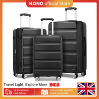 Kono 3-Piece Hard Shell Luggage Set - TSA Lock, Lightweight ABS Spinner Suitcases (20/24/28 Inch) for Travel