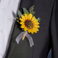 1/2 piece of handcrafted artificial sunflower wedding corsage, wrist flower, bridesmaid and groom wedding corsage