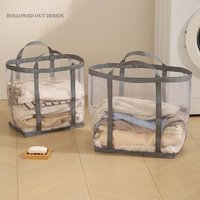 Portable Foldable Mesh Dirty Clothes Basket, Dormitory Household Laundry Storage for Socks Underwear