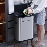 9L/18L/20L/26L/30L Automatic Sensor Trash Can with Lid High Foot Wastebasket Kitchen Large-capacity Rubbish Bin Stainles Dustbin