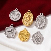 5pcs Stainless Steel Flower Heart Pendants Cute Metal Dangle Charms Hanging for DIY Craft Earring Bracelet Necklace Jewelry Make