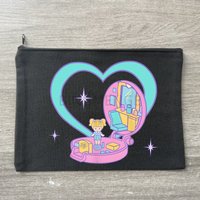 Polly Pocket Sublimation Blank Canvas Makeup Bags Zipper Pouch Pencil Case Blank Craft Bags Cosmetic Pouch