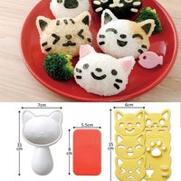 Cat Rabbit Rice Ball Mold Set Kids Cartoon Lunch Box DIY Creative Japanese Rice Sushi Tool Cake Molds Silicone Molds