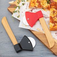 Axe Shaped Pizza Cutter Wheel Stainless Steel Pizza Knife With Bamboo Handle Cookie Cake Pastry Cutting Tool Kitchen Accessories