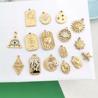 1pc Stainless Steel Pendant Charm Big Small Sun Moon Star Evil Eye Triangle PVD Gold Color Waterproof Custom Necklace Wholesale