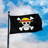 One Piece FLAG Monkey D. Luffy Skull Flag 90*150CM Polyester Straw Hat Pirates Trumpet Banner Flag Home Decor