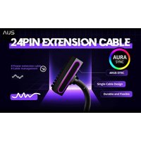AIJS ATX 24PIN Extension Cable, ARGB PC Cable with 5V 3Pin,18AWG 90 Degree Right-Angle Design Male-to-Female Connectors