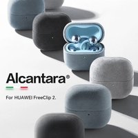 100% Alcantara Leather Case for Huawei FreeClip 2 Soft Touch Bluetooth Earphone Cover Protective Full Bag Accessories Box
