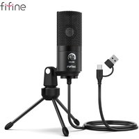 FIFINE USB Condenser Microphone with Gain Knob,Metal Recording Mic for Home Studio,Podcasting,Voice-over,Laptop,Windows -K669