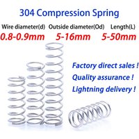 10Pcs Wire Diameter 0.8mm 0.9mm 304 Stainless Steel Micro Small Compression Spring OD 5mm to 16mm L: 5-50mm Support Customizatio