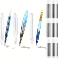 3-Piece Resin Pen Mold Set + 45 Ink Refills, Silicone Ballpoint Pen and Resin Casting Mold for DIY Crafts and Student Gifts