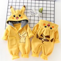 Piżama dla niemowląt z motywem kreskówkowych Pokemonów, urocze zimowe pajacyki z długim rękawem dla dzieci, ubranka dla niemowląt i maluchów, kombinezon, prezent.