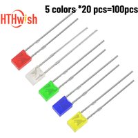 100PCS 2x3x4mm Led set 5color x 20pcs Square light-emitting diode kit White Green Red Blue Yellow LED Diode Combination Package