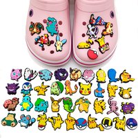 Cartoon Shoe Charms for Crocs Jibits Pokemon Pikachu Bubble Slides Sandals PVC Shoe Decorations Accessories For Teens