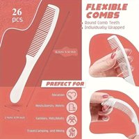 26Pcs Individually Wrapped Disposable Combs Set, 6.5 Inch Plastic Combs for Travel, Hotel, Homeless, Shelter, Charity, Church, N