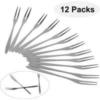 6/12Pcs Fruit Fork 12.8*0.9cm Stainless Steel Dessert Cake Salad Cutlery Fork For Family Office Party BBQ Restaurant Camping