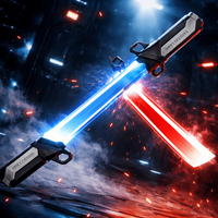 Multi-Color Flash Double-edged retractable lightsaber Red And Blue Light LED Light Shine Bright Rotate Sword Stretchable