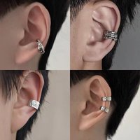 1 PC Korean Punk Stainless Steel No Pierced Pop Ear Clip Earrings for Men Women Trend Jewelry Party Gift