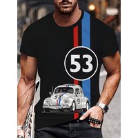 Beetle 53 Number T Shirt Men Car 3D Printed Short Sleeve Simple Herbie Tees Tshirts Rally Car Male Black Oversized T-shirt tops