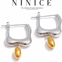 NiNice Stainless Steel Earrings U-shaped Water Droplet Fashion Design Personalized Color Blocking Niche Selection Jewelry Gift