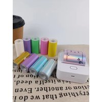 Mini Sticker Printer W11, Mini Thermal Printer with 3 Rolls Paper, Portable Bluetooth Inkless Printpods, Pocket Label Maker Sui