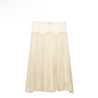 Fashionable Midi Skirt for Women Spring New Style Spliced Polyester Fiber Casual Scene French Style mid Waist Design