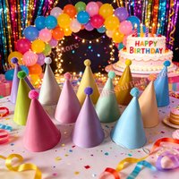 Colorful Birthday Party Hats Macaroon Cone-shaped Hat Suitable for Birthday and Party Adult Kid Anniversary Decorations Supplies
