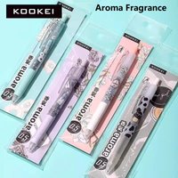 KOOKEI Fragrance Scented Gel Pen Set 0.5mm Quick Dry Black Ink Press Gel Pens Student Writing Stationery Office Signature Pen