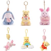 Cute strawberry Bear Winnie the Pooh Plush Toys Small Pendant Key Chains Stuffed Animals School Bag Hanging Gifts Kids Toys