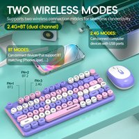 2.4G Bluetooth Wireless Keyboard&Mouse Combo Silent Round Keyboard Gaming Mouse For Macbook PC Gamer Computer Laptop 2400 DPI
