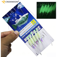 25pcs 5bags Carbon Steel Mackerel Feathers Bass Cod Lure Sea Fishing Luminous with Fish Head Hook Glow-in-Dark Bait Fishing Wire
