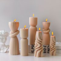 Striped Cylinder Aroma Candle Silicone Mold DIY Pillar Plaster Resin Ornaments Mould Handmade Soy Wax Candles Making Supplies