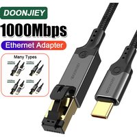 DOONJIEY USB C to Ethernet Cable USB3.0 to RJ45 Gigabit LAN High Speed Network Converter Support OTG for Macbook Pro/Air Laptop