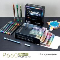 Languo 3D Three-Dimensional 48-Color Metallic Painting Pen with 1.0mm Stainless Steel Tip, Stable and Smoother Ink Output, Metallic Luster Texture, Stronger Color Coverage, Suitable for Various