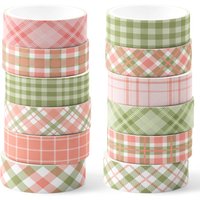 12 Rolls Stripes Plaid Washi Tape Set,Decorative Paper Stickers,DIY Craft Tape for Gift Wrapping, Scrapbooking Party Supplies