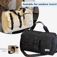 The neutral color backpack for men and women is suitable for travel and can be carried by hand or worn on the shoulder.