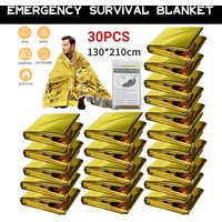 5 - 30Pcs Gold - Silver Thermal Survival Blankets, 130X210Cm, Waterproof & Military - Grade, Ideal for Outdoor Emergency