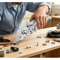 Ergonomic Grip Stainless Steel Electric Plier 8.5" Multi-purpose Wire Stripping Cutting Crimping Hand Tool