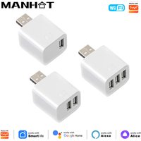 Work with Tuya WIFI Smart Micro USB Adaptor Switch 1/2/3 Mini USB Power Adaptor 5V Voice Control Works with Alexa Google Alice